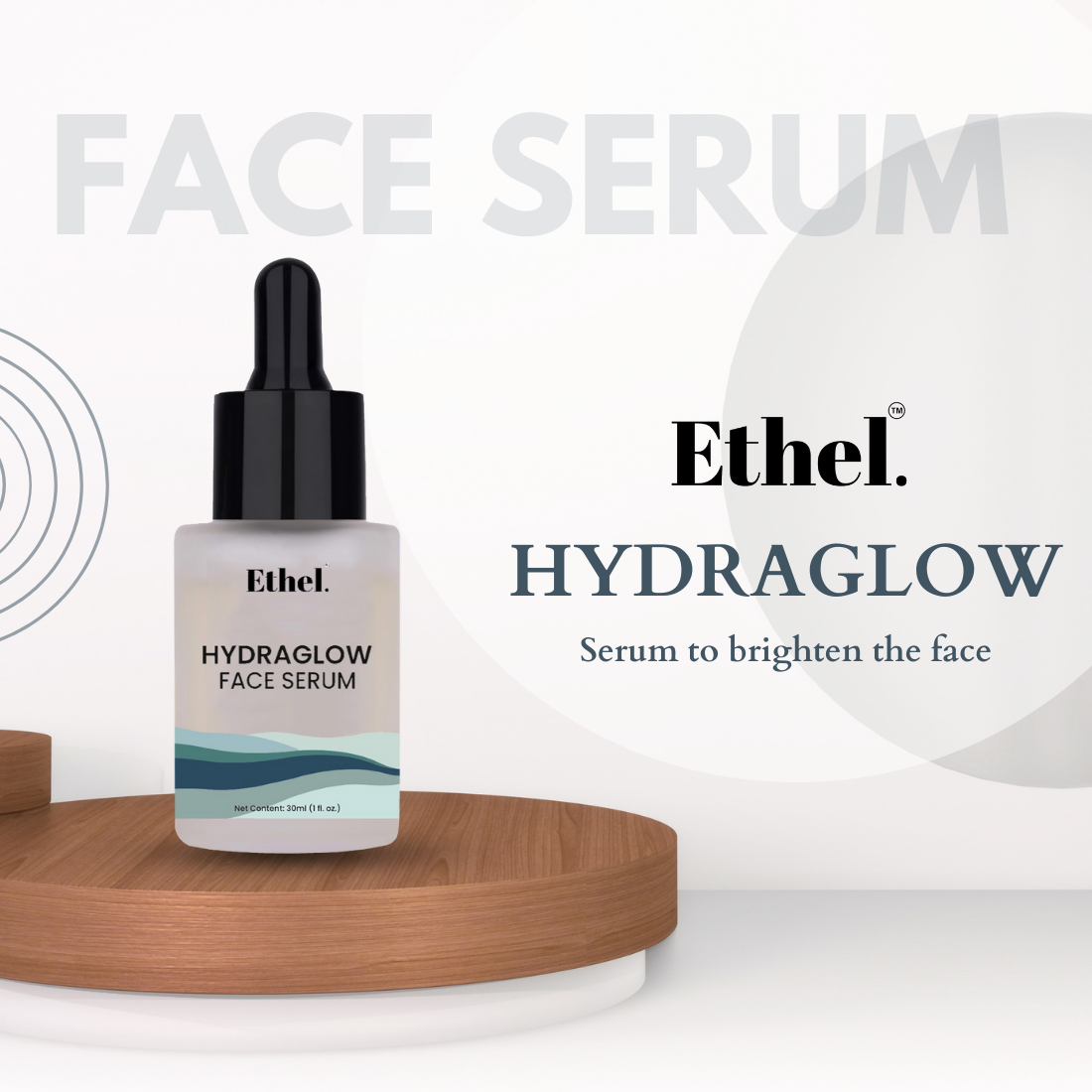Ethel Hydra Glow Face Serum | Intense Hydration & Skin Barrier Protection | Enriched with Hygroplex HHG, Fucogel, Aquaxyl & Betaine | Lightweight, Fast-Absorbing, & Radiance-Boosting Formula | For All Skin Types