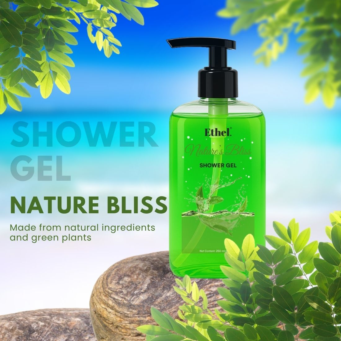 ETHEL. Brighten Body Wash 250ml | Fights Body Acne, Smooth Skin With Deep Cleansing, Hydrating, Moisturising, Gentle Exfoliating Shower Gel For Women & Men | Paraben Free (Nature's Bliss)