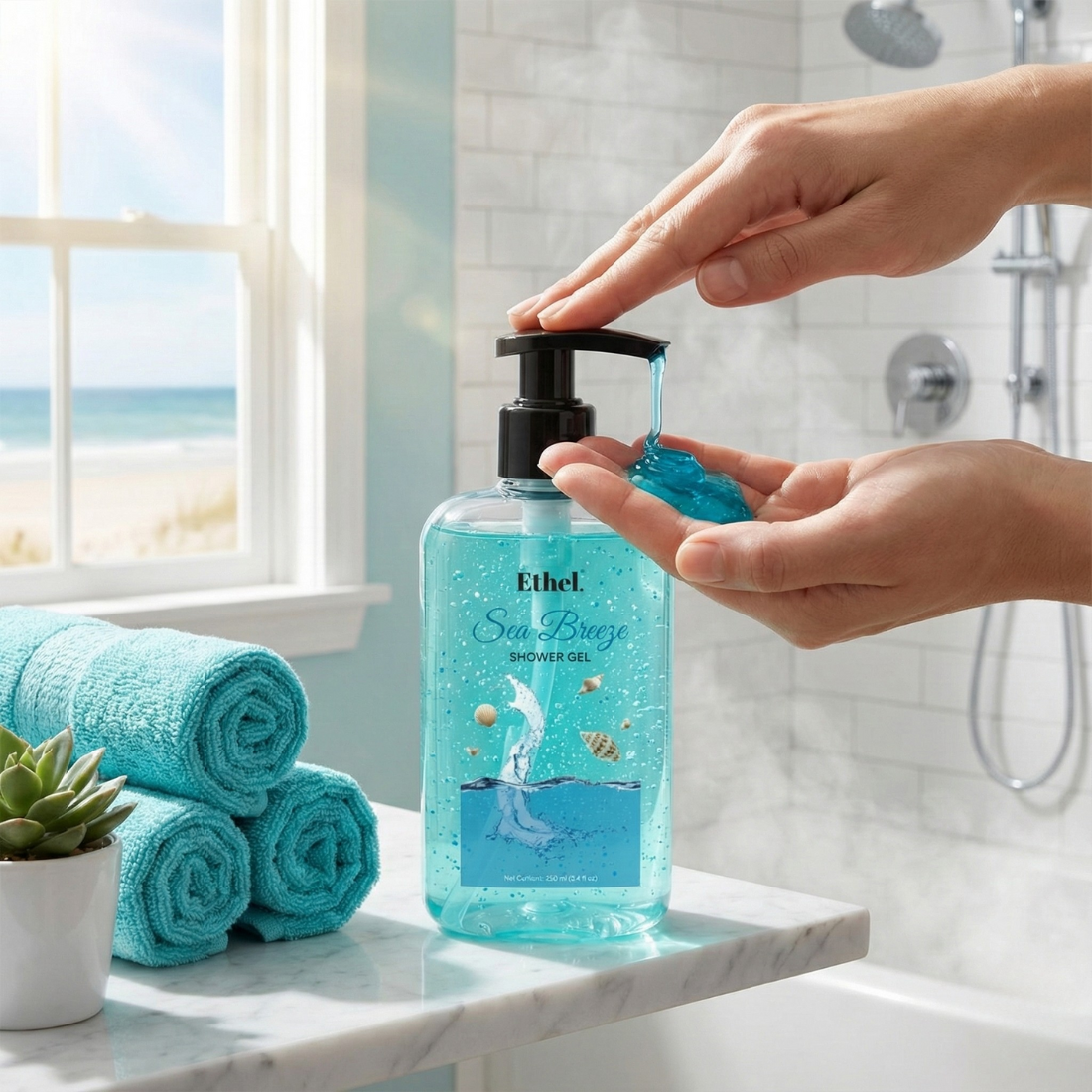 Ethel Body Wash Refreshing Shower Gel for Deep Cleansing, Hydrating, Moisturising, Softer & Smoother Skin | Paraben Free (Sea Breeze)
