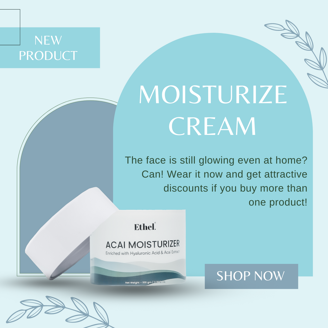 Ethel Acai Moisturizer – Lightweight Hydrating Cream with Acai Extract, Betaine, Xylitol & Inositol | Soothing & Nourishing for Glowing Skin