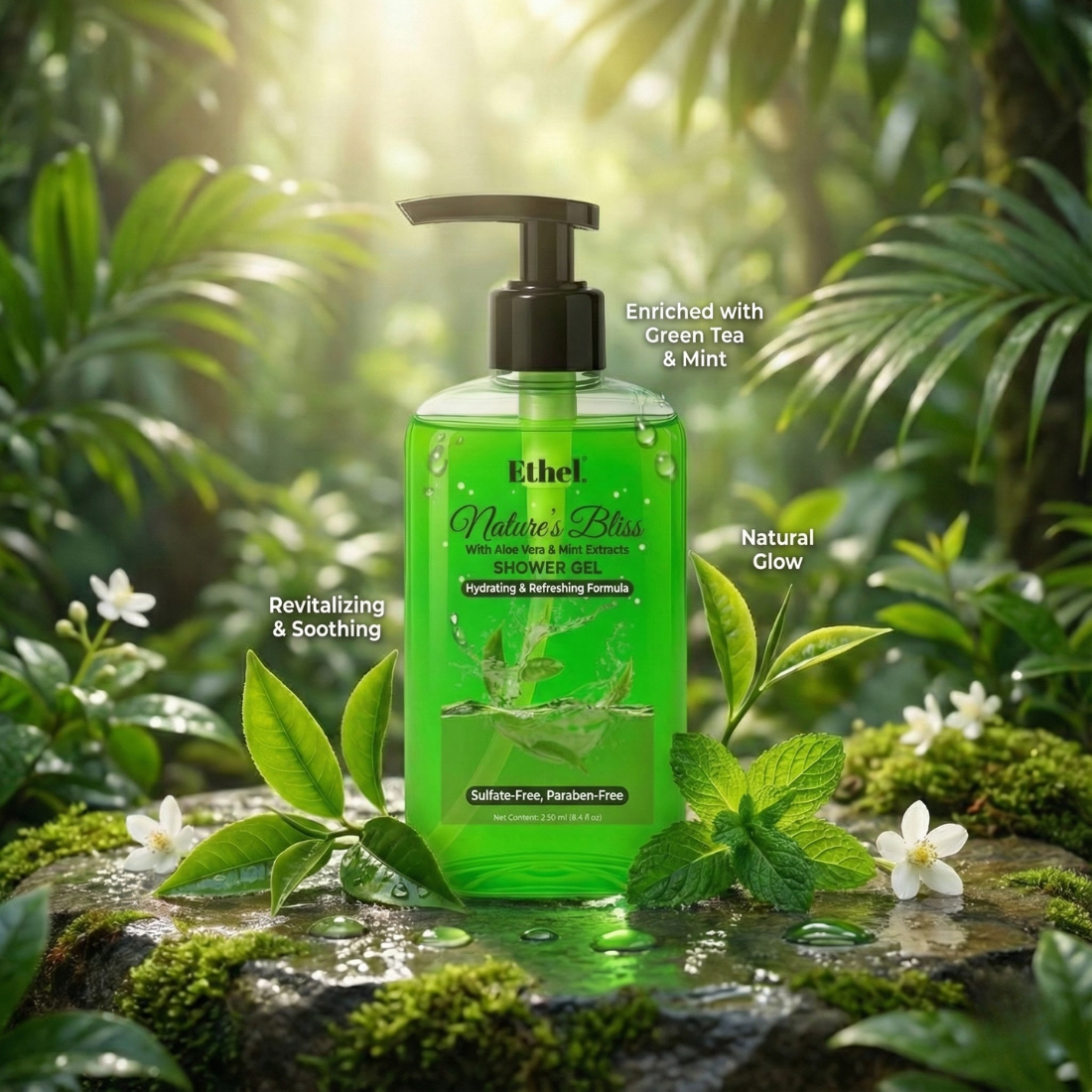 ETHEL. Brighten Body Wash 250ml | Fights Body Acne, Smooth Skin With Deep Cleansing, Hydrating, Moisturising, Gentle Exfoliating Shower Gel For Women & Men | Paraben Free (Nature's Bliss)