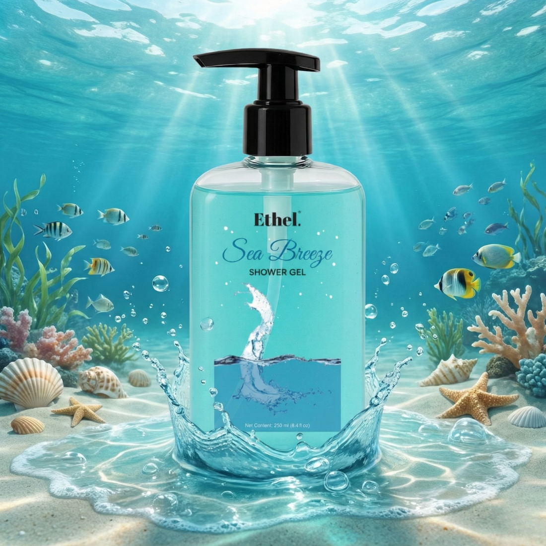 Ethel Body Wash Refreshing Shower Gel for Deep Cleansing, Hydrating, Moisturising, Softer & Smoother Skin | Paraben Free (Sea Breeze)